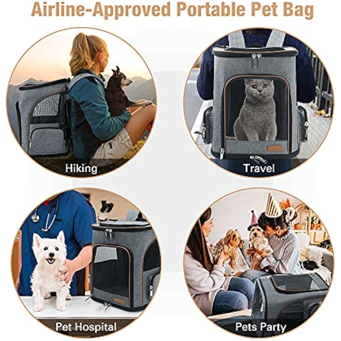Lekesky Expandable Cat Carrier Backpack | Breathable Pet Rucksack - Grey