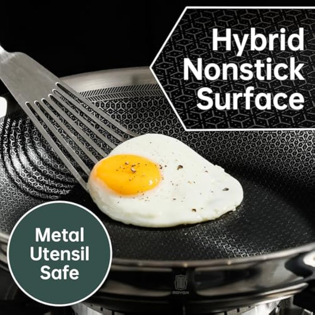 ROYDX Hybrid Stainless Steel Non-Stick Cookware Set with Detachable Handles