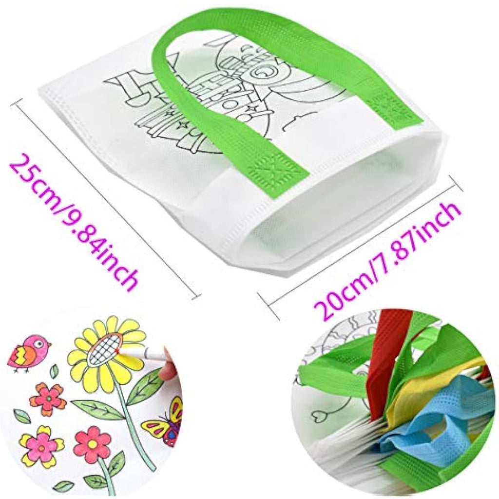DIY Graffiti Party Bags | 20 PCS Non-Woven Kids Tote Bags
