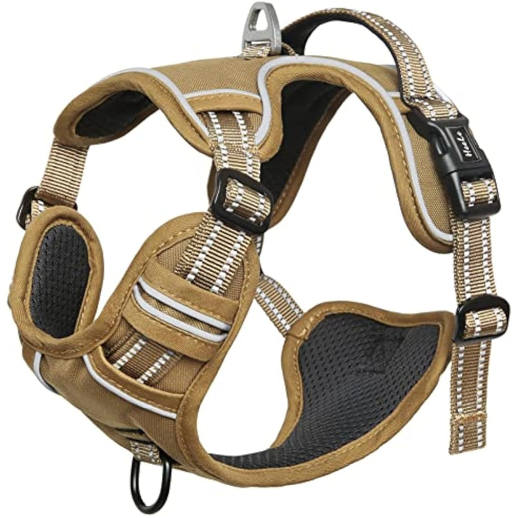 HEELE No-Pull Dog Harness | Reflective Padded Adjustable Vest, Brown, XS