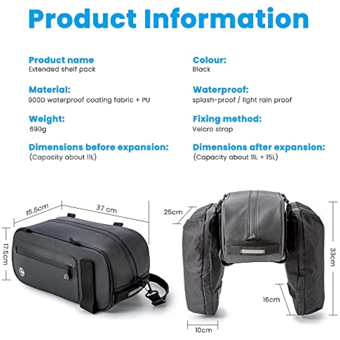 26L Waterproof Bike Trunk Bag – MTB Rear Rack Pannier