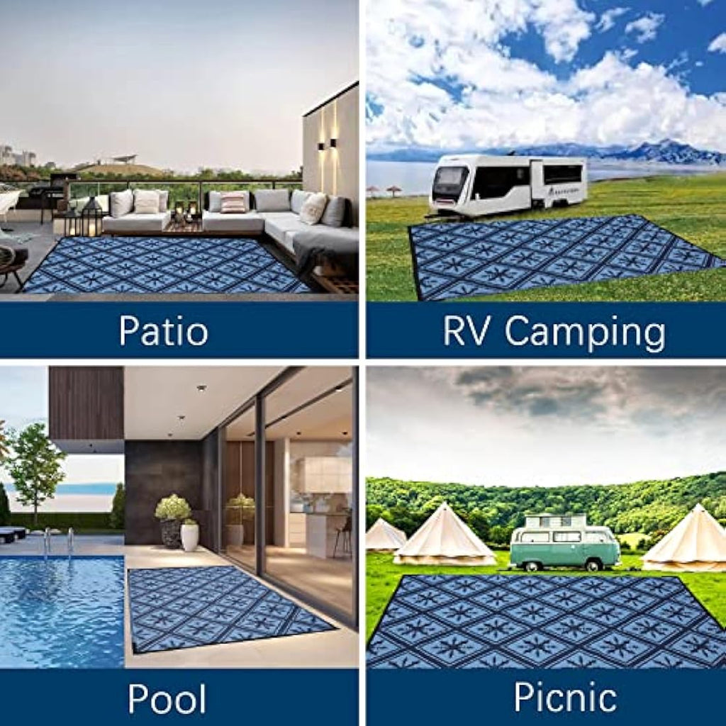 Enipate Outdoor Rug: 4x6ft Reversible Weatherproof Plastic Patio Mat