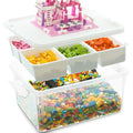 16L Plastic Craft Storage Box with Removable Tray & Latch