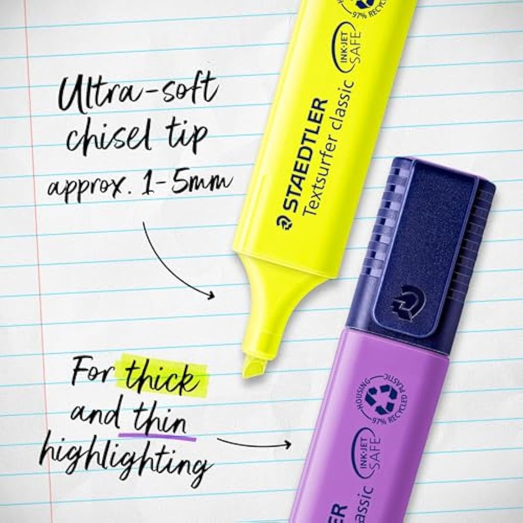 Staedtler Textsurfer Classic Yellow Highlighter – Inkjet Safe (10 Pack)