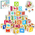 QUOKKA Wooden Alphabet & Number Building Blocks - Educational Toddler Toy