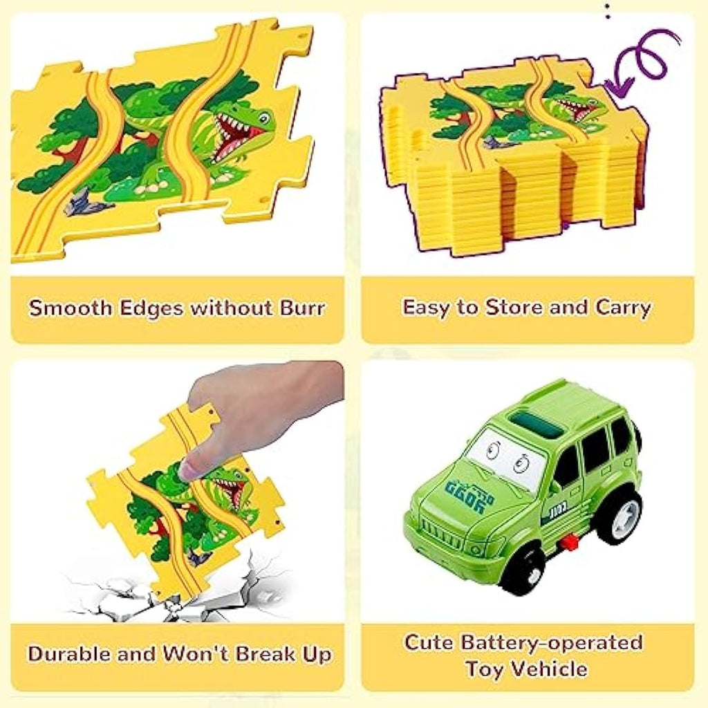 Dinosaur Puzzle Track with Rail Car – Educational Toy for Kids