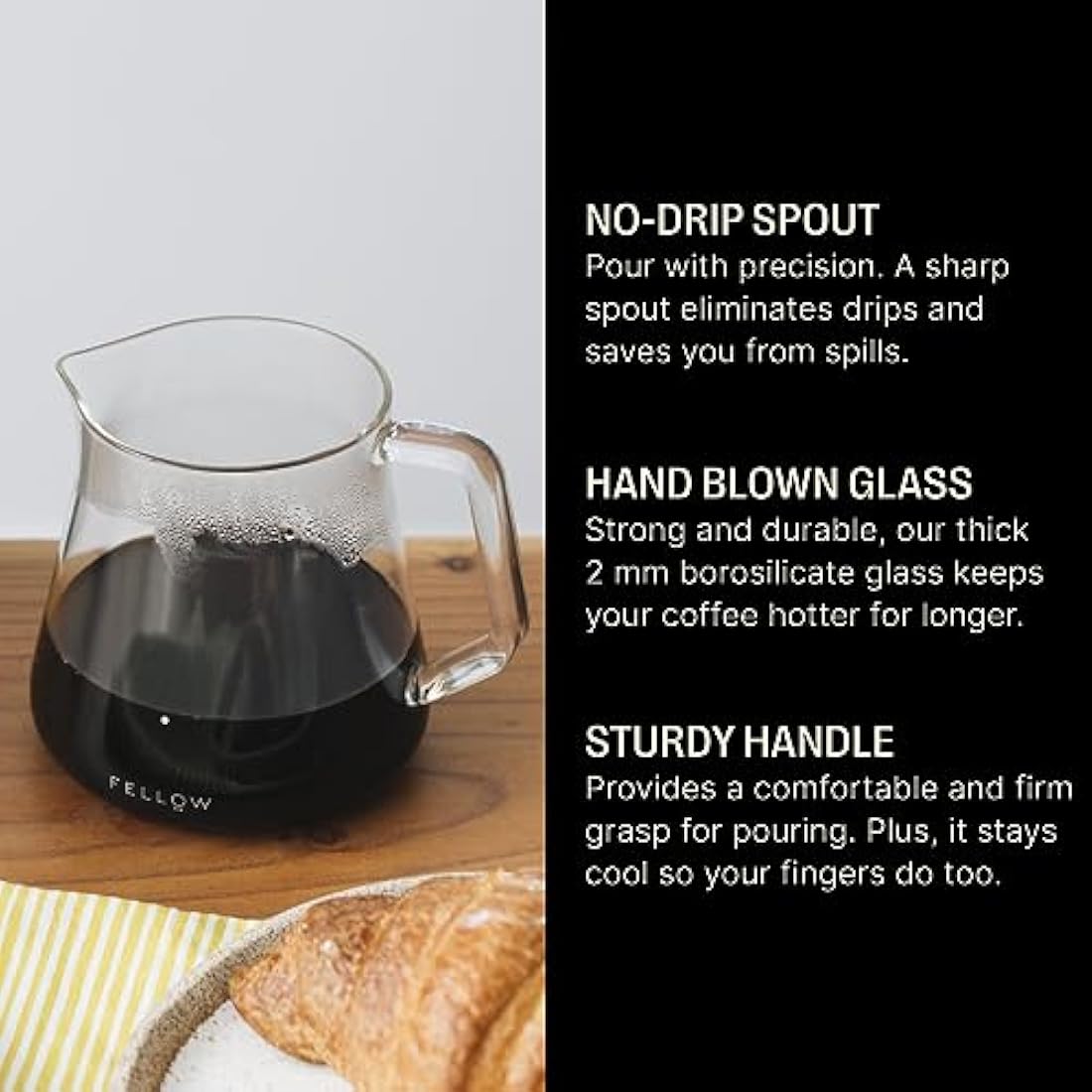 Fellow Mighty Small Glass Carafe – 16.9 oz Borosilicate Coffee Decanter