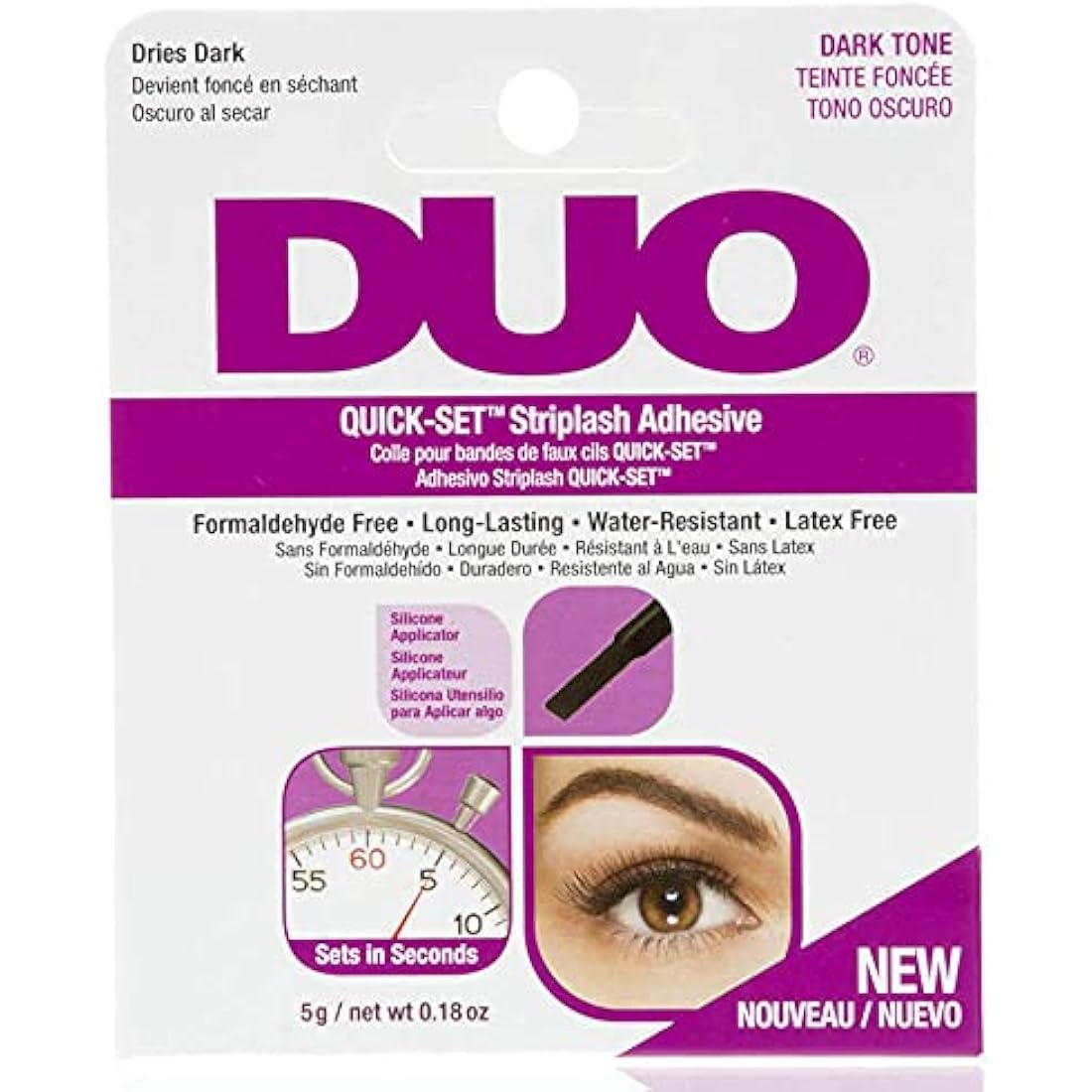 Duo Quick Set Dark Lash Glue – Latex Free Striplash Adhesive, 5g