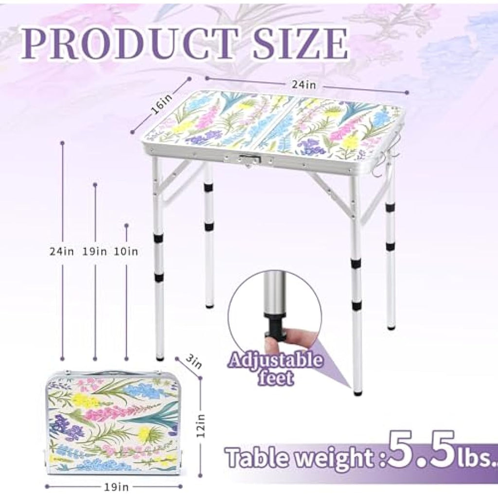 Folding Camping Table | 2ft Portable Floral Picnic Table
