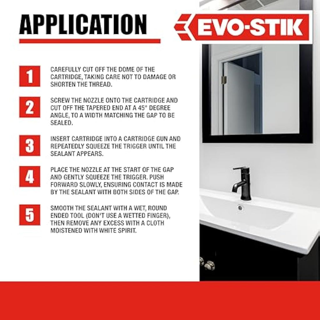 EVO-STIK All Purpose Silicone Sealant – Clear Anti Mould Waterproof 280ml