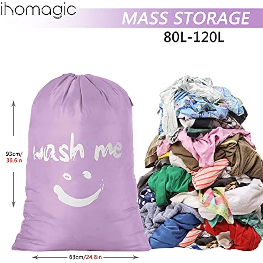 IHOMAGIC Extra Large Laundry Bag | 120L Durable Polyester Drawstring Bag