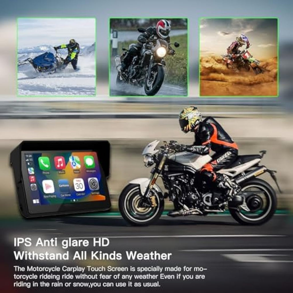 CARabc 5" Motorcycle Wireless CarPlay & Android Auto GPS Screen | IPX7