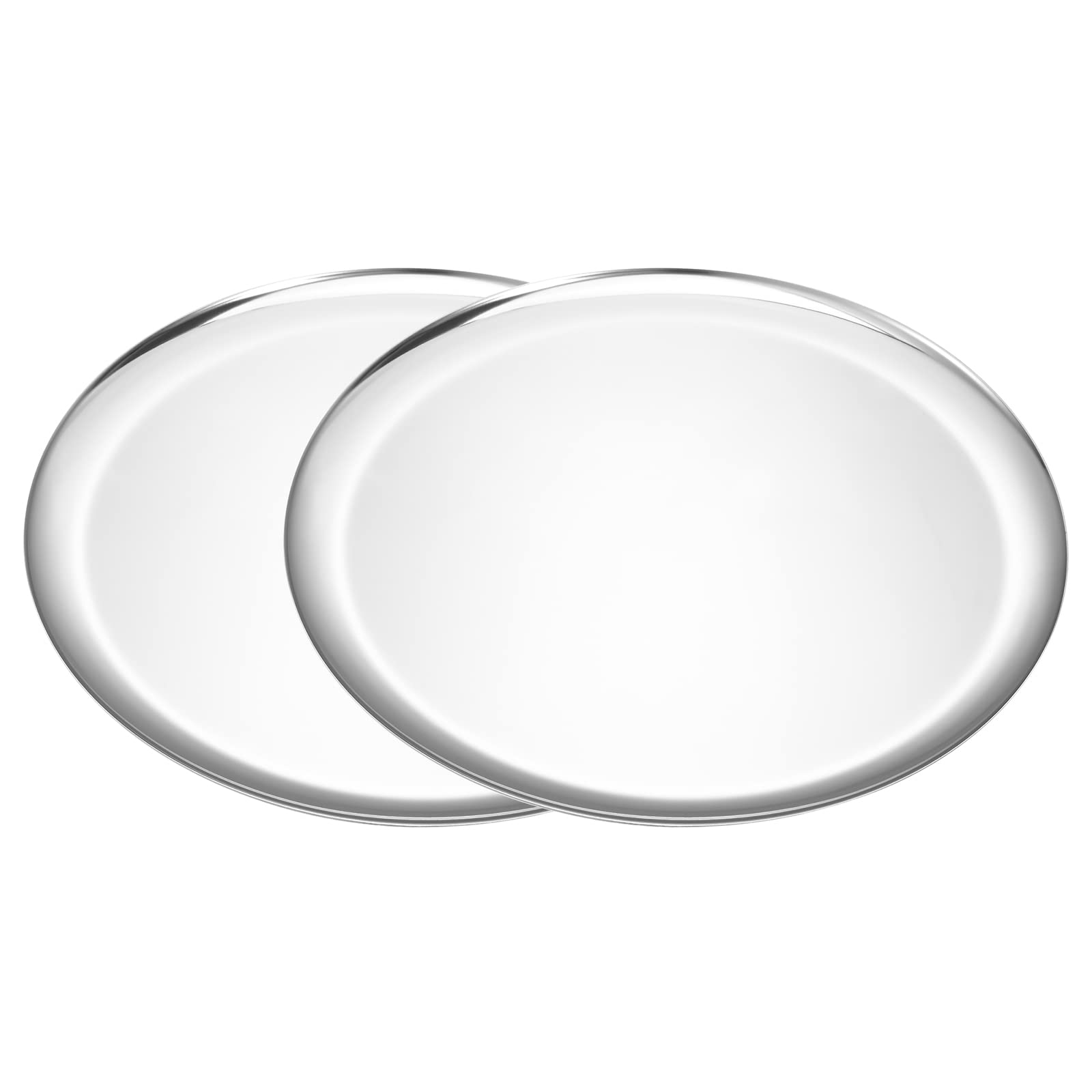 Luvtree Round Silver Stainless Steel Serving Tray - 28cm Mirror Finish - 2 Pack