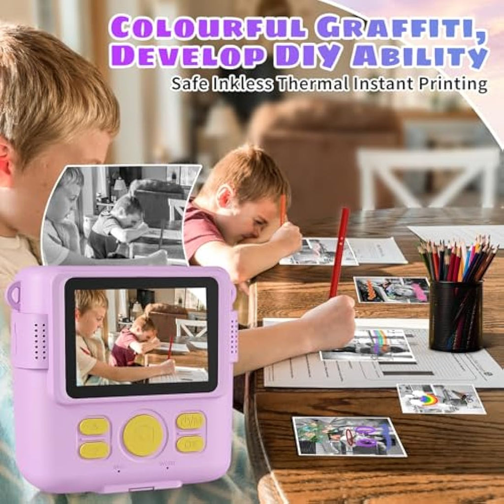 Kids Instant Print Camera – 1080P Digital Video with 32GB SD