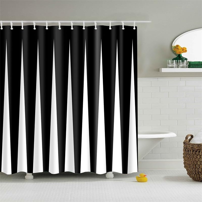 Jolof Store Black and White Striped Waterproof Polyester Shower Curtain