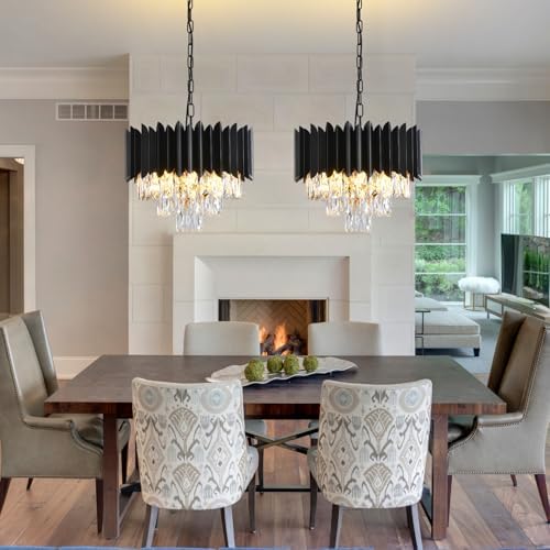 Modern K9 Crystal Chandelier – 3-Tier Black Round Light