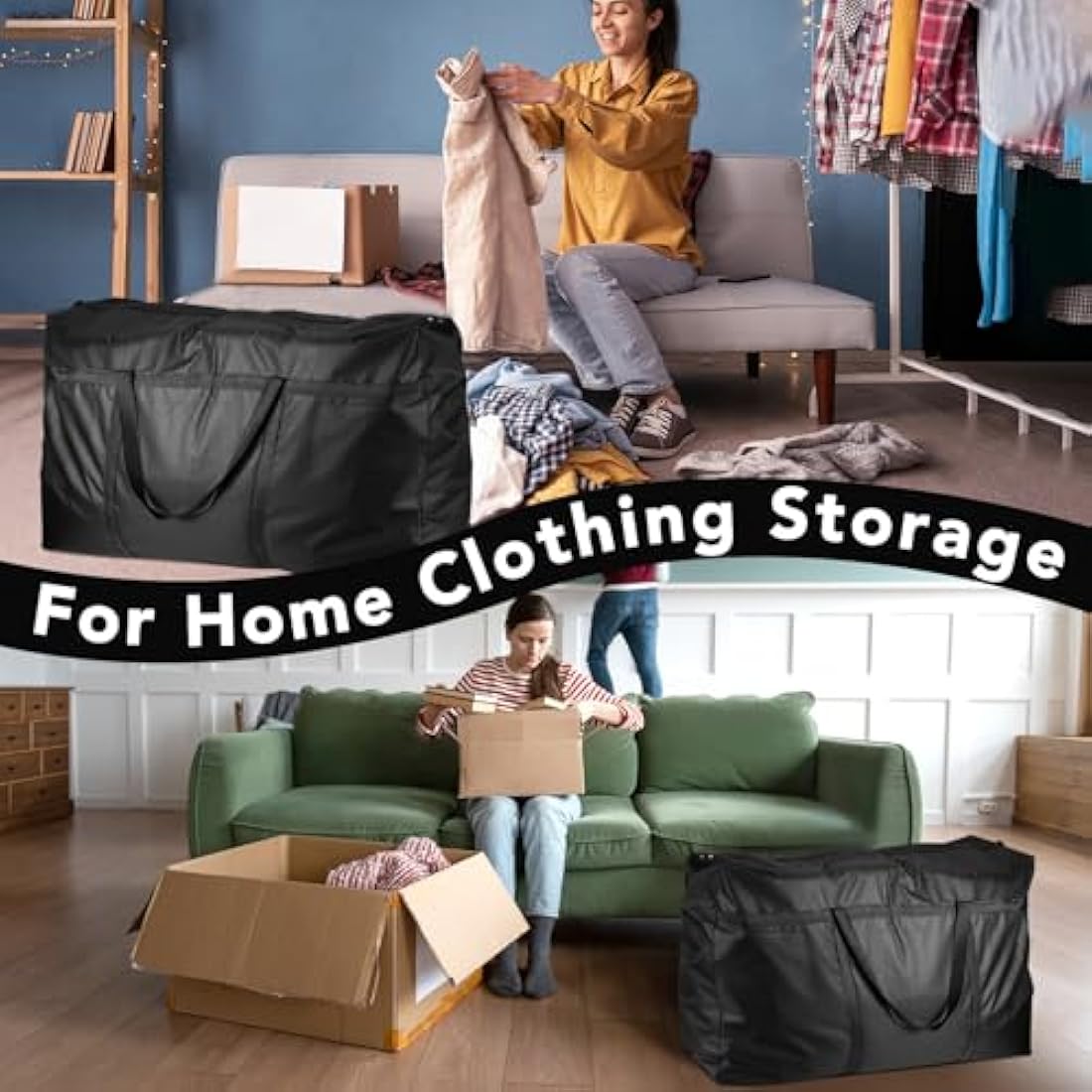 4 Pcs 120L Large Moving Bags | Waterproof Oxford Storage Totes
