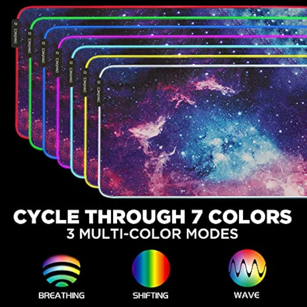 ENHANCE Galaxy RGB LED Gaming Mouse Pad – XXL Water Resistant Desk Mat