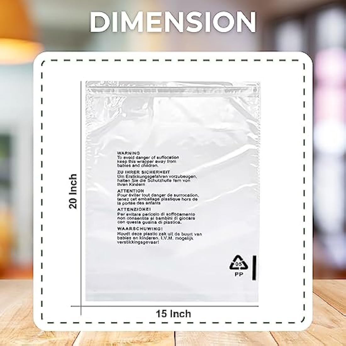 JeeJaan Clear T-Shirt Storage Bags | 100 Pcs Self-Seal 15x20in Poly Bags