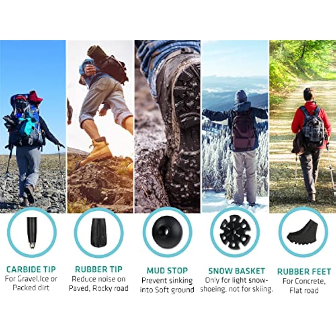 Trekology Trek-Z Folding Trekking Poles | Aluminum Hiking Sticks - 2 Pack