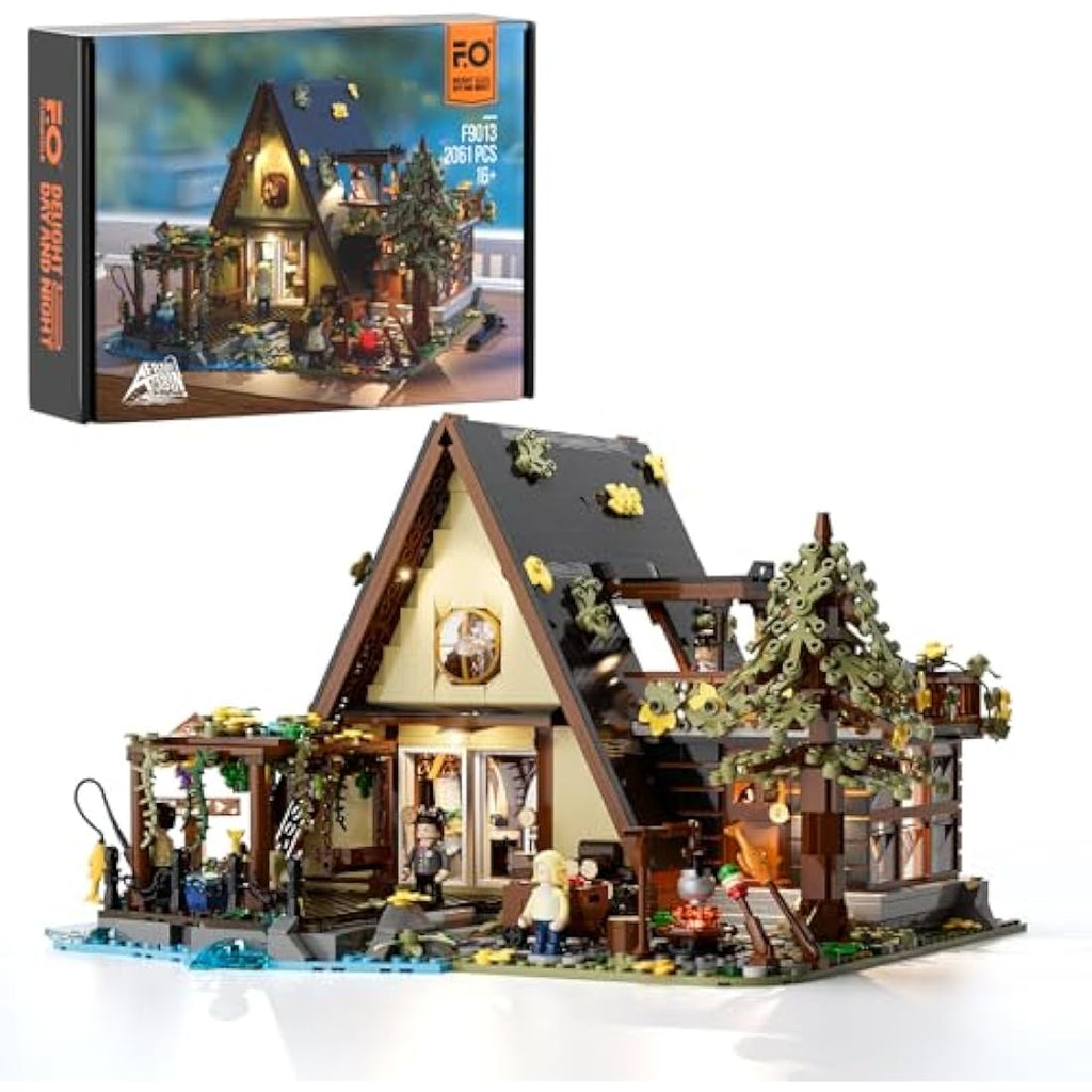 FUNWHOLE A-Frame Cabin Building Bricks Set with LED Lights - 2061 PCS