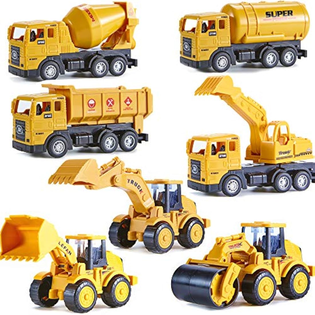 Yetech 7-in-1 Construction Vehicle Toy Set with Play Mat for Toddlers