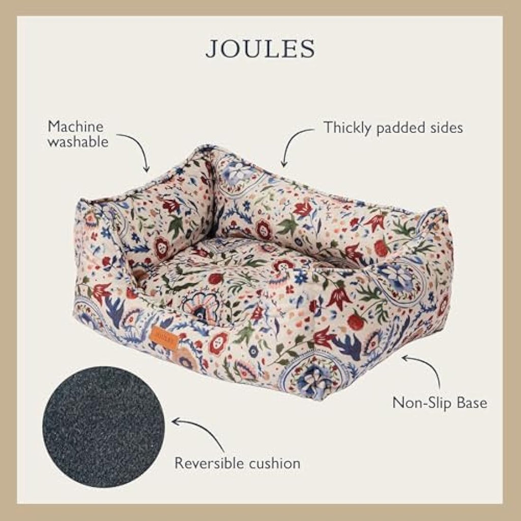 Rosewood x Joules Festival Floral Dog Bed – Luxury Padded Box Bed