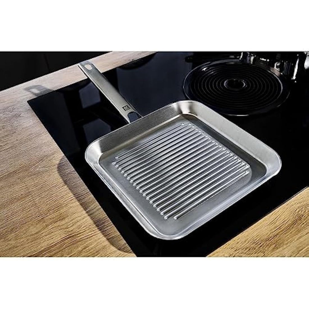 ZWILLING Plus Square Grill Pan – 24cm 3-Ply Clad Stainless Steel