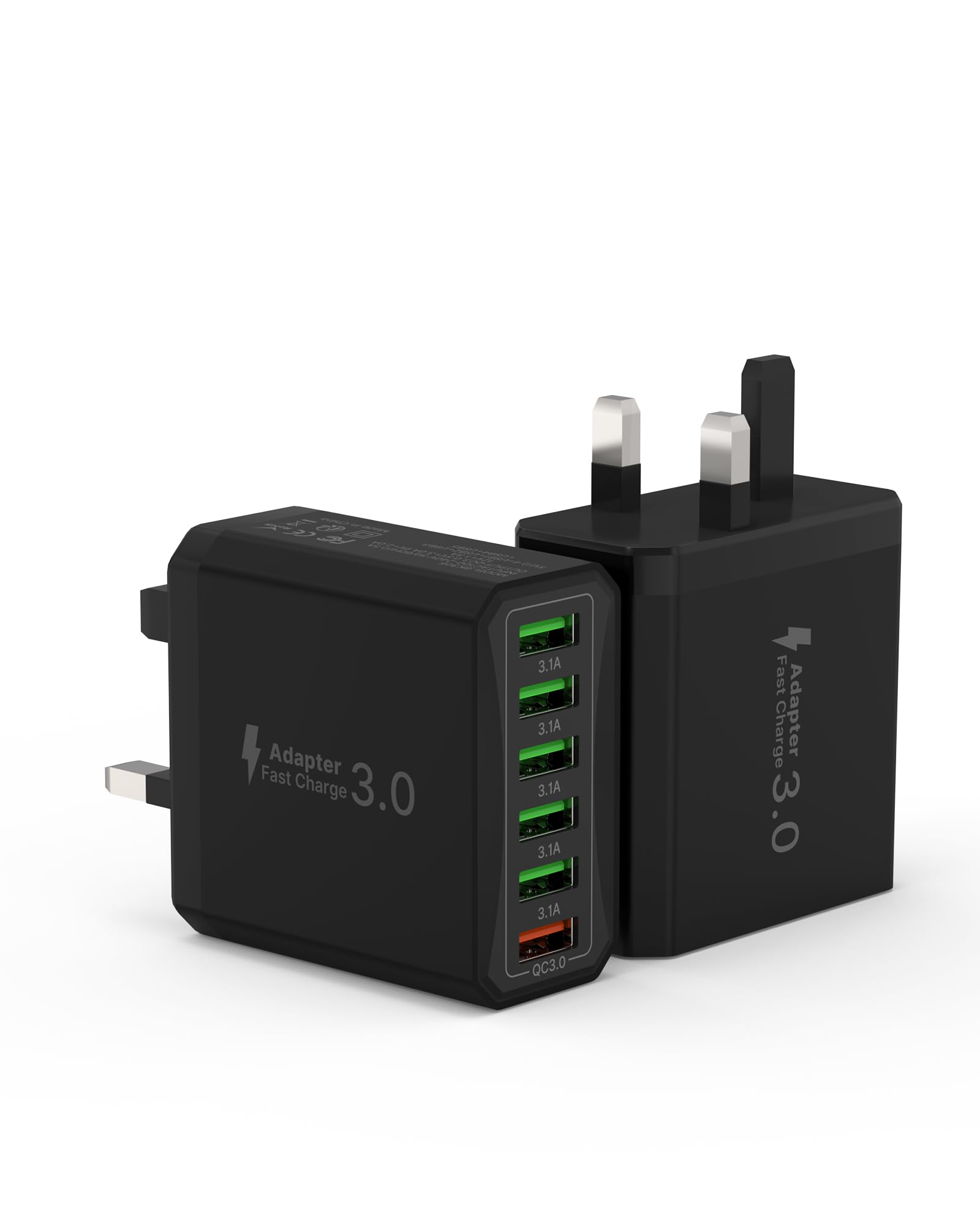 Tupneuf 33W 6-Port USB Fast Charger Plug for iPhone & Samsung – 2-Pack