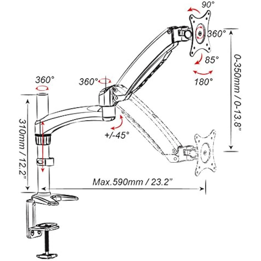 Jolof Store Single Articulating Monitor Arm Mount with Desk Clamp