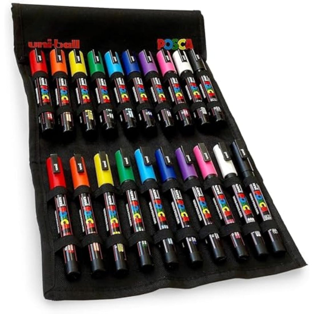 Posca Paint Marker Pens – PC-3M & PC-5M Set of 20 in Canvas Wrap