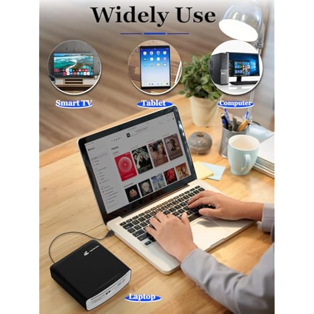 Lehwey External Car CD Player – Portable USB & AUX Audio with Anti-Skip