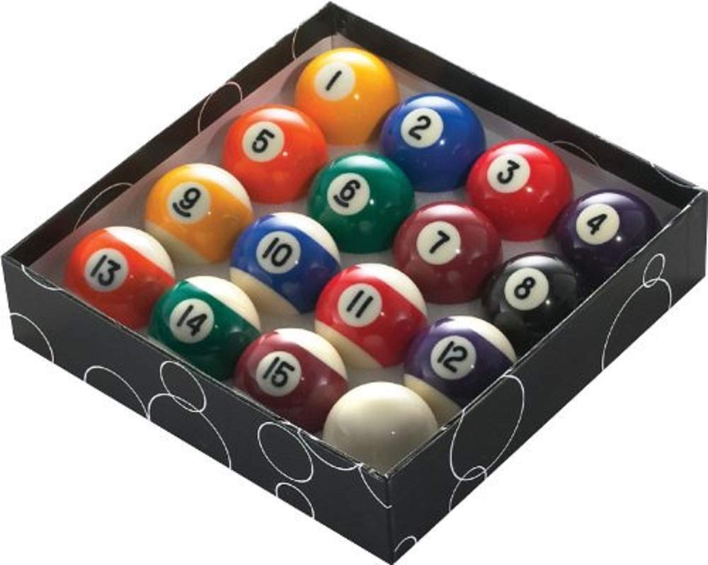 PowerGlide 16 Ball Pool Billiards Set | Tournament Spots and Stripes | 2"