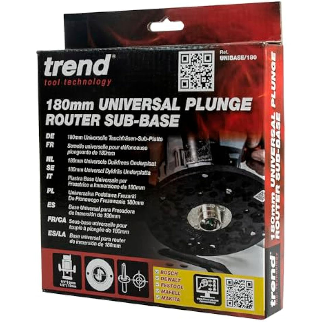 Trend UNIBASE/180 Universal Plunge Router Sub-Base – 180mm Precision Base