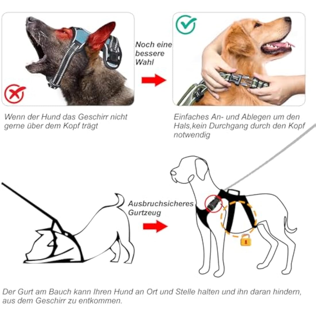 HEELE Escape Proof Dog Harness | No Pull Reflective Vest - Green, XL