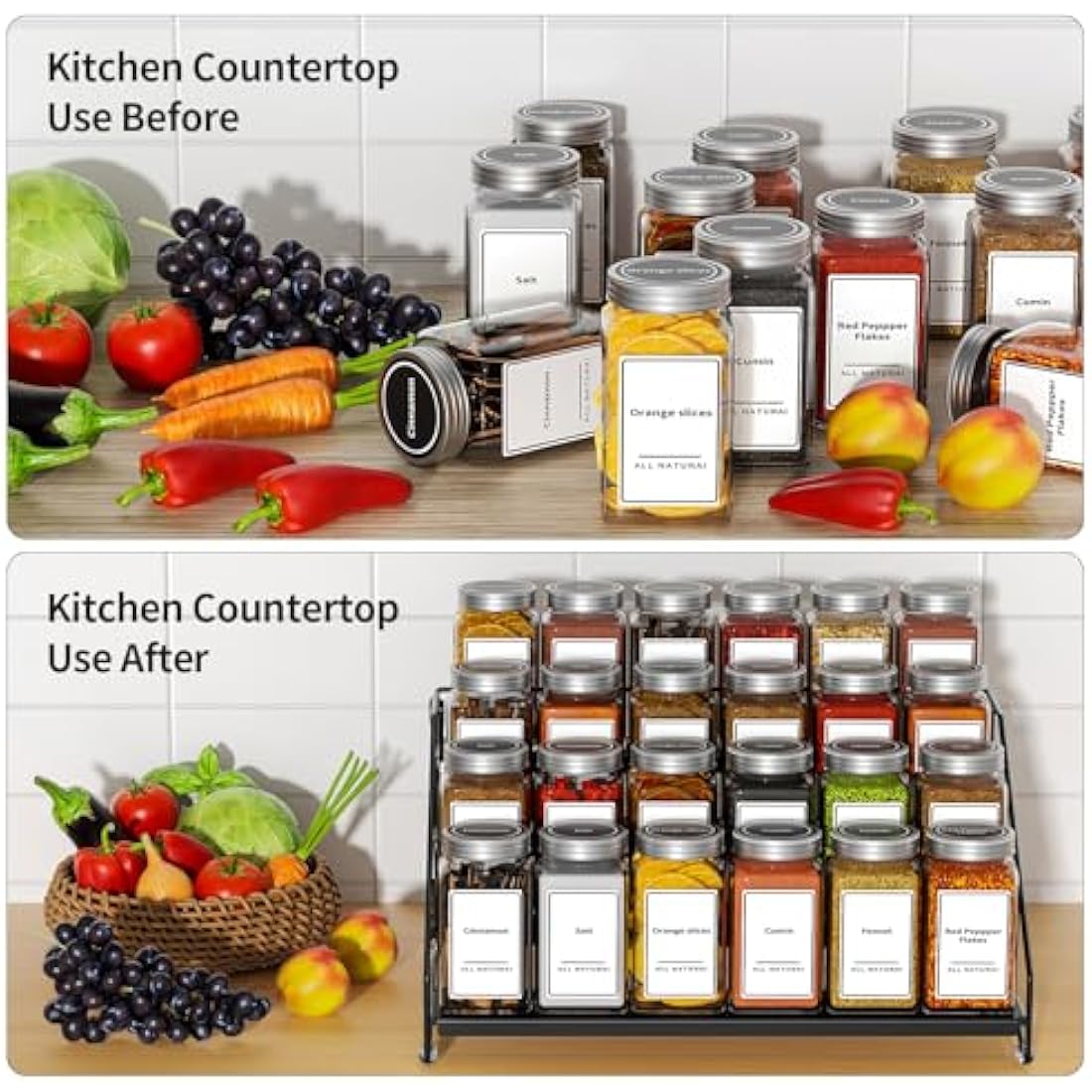ZDDLOINP 4-Tier Metal Spice Rack Organizer | Adjustable Depth for Kitchen