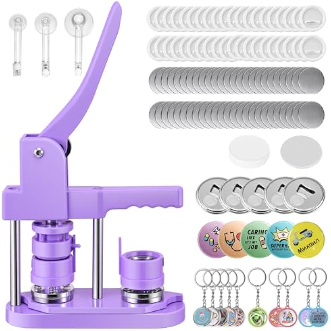DOYFAY Button Maker Machine - 3-in-1 DIY Badge Press Kit with 3 Molds