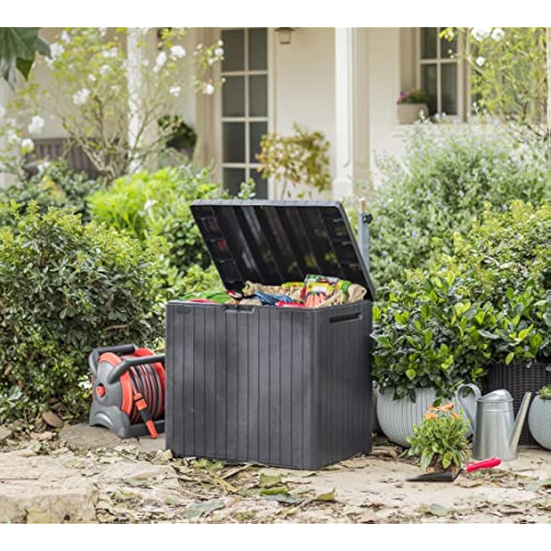 Keter City 113L Outdoor Garden Storage Box – Grey Wood Effect Resin