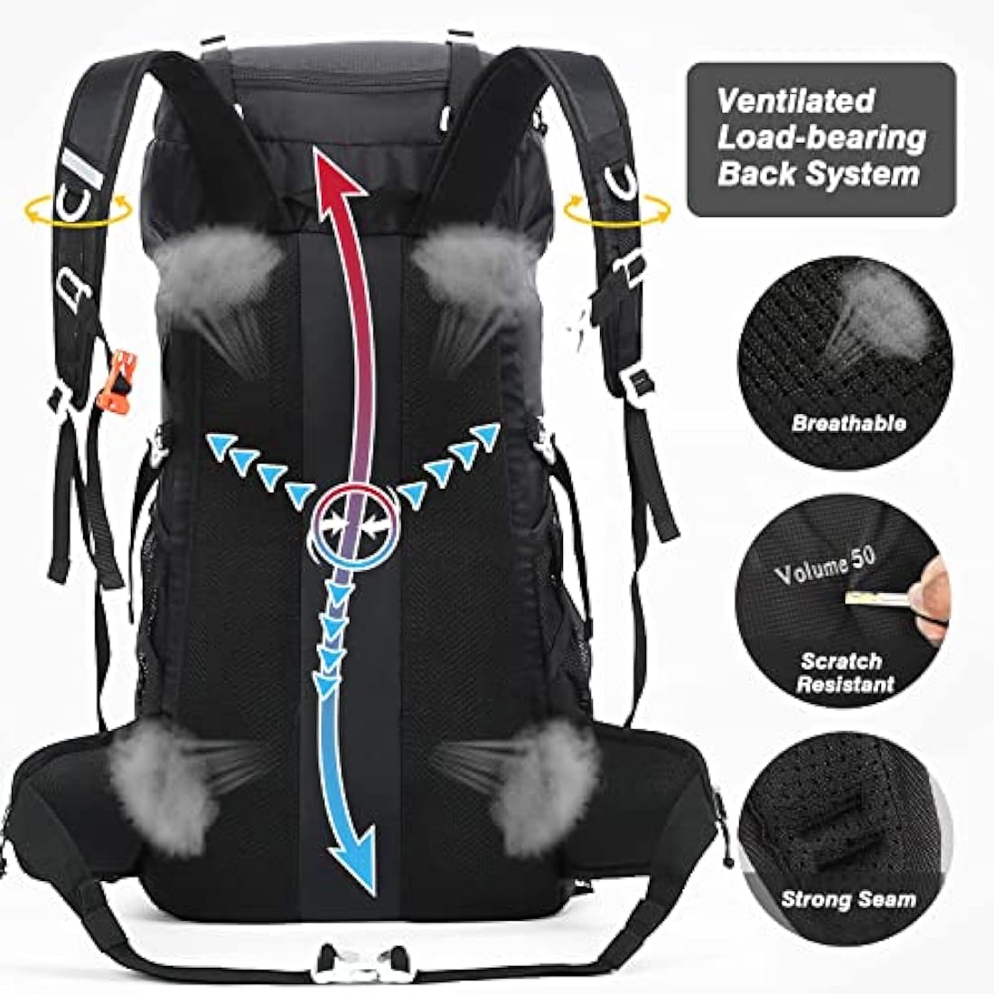 HOMIEE 50L Waterproof Hiking Backpack – Lightweight Trekking Rucksack
