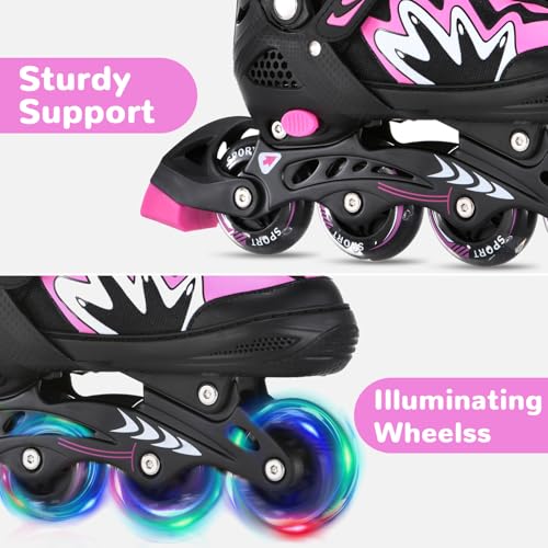TOMSHOO Kids Inline Skates – Adjustable 4 Sizes with Luminous Wheels