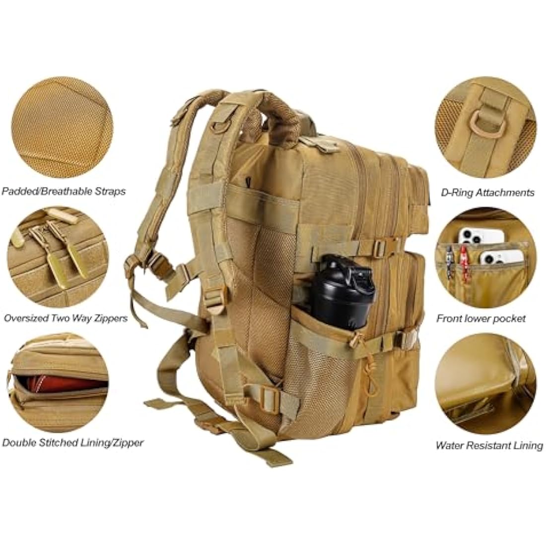 LHI 45L Military Tactical Backpack – Waterproof Molle Assault Rucksack