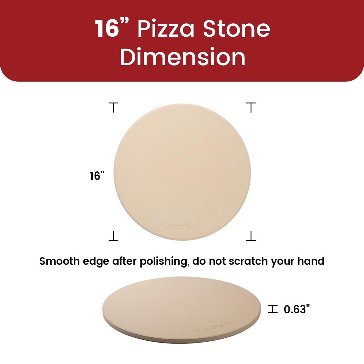 ROCKSHEAT 16 Inch Round Cordierite Pizza Stone for Oven and Grill