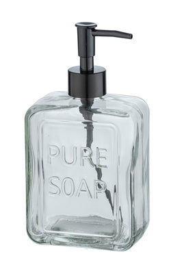 Wenko Pure Soap Glass Liquid Soap Dispenser - 550ml Refillable Pump