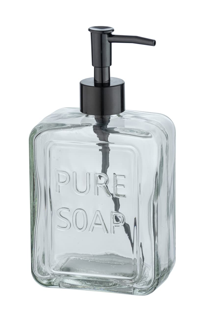 Wenko Pure Soap Glass Liquid Soap Dispenser - 550ml Refillable Pump