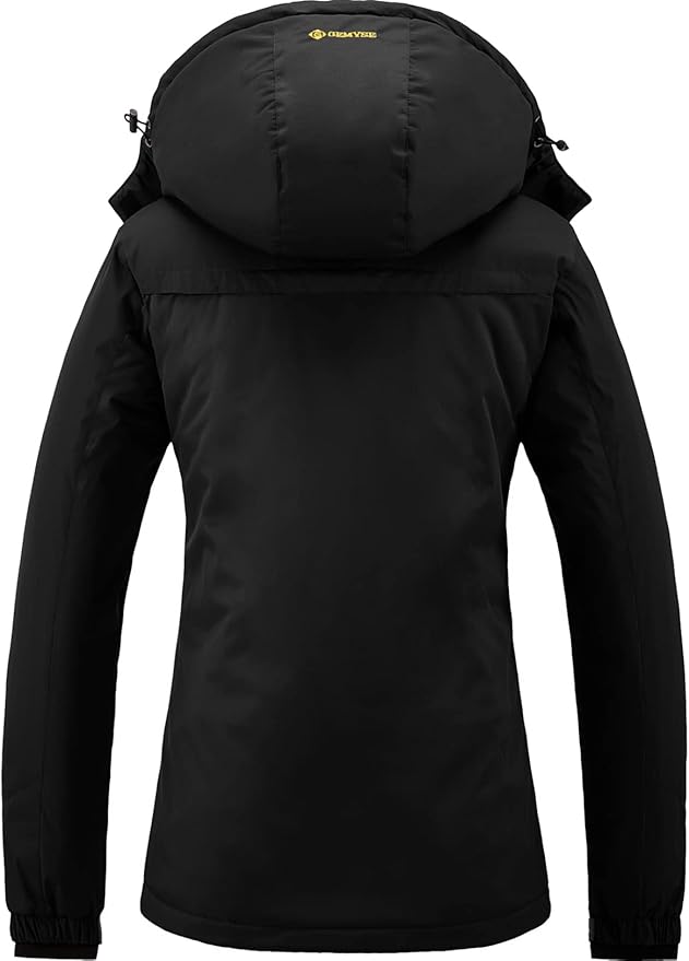 GEMYSE Women's Ski Jacket | Waterproof Winter Fleece Coat - Black, XL
