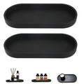 XINSUO 2-Piece Oval Silicone Bathroom Vanity Tray - Shatterproof Black