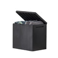 Keter City 30 Gallon Resin Outdoor Deck Box and Patio Side Table, Grey