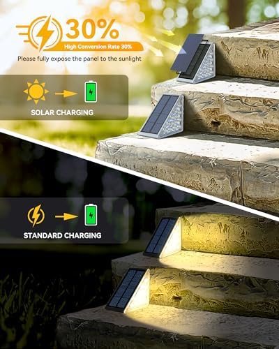 Asteria Solar Step Lights – 8 Pack IP67 Waterproof 13 LED Warm White