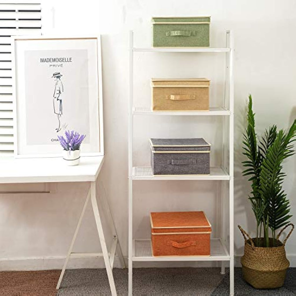 BrilliantJo Foldable Fabric Storage Boxes with Lids - Set of 4 Mixed Colors