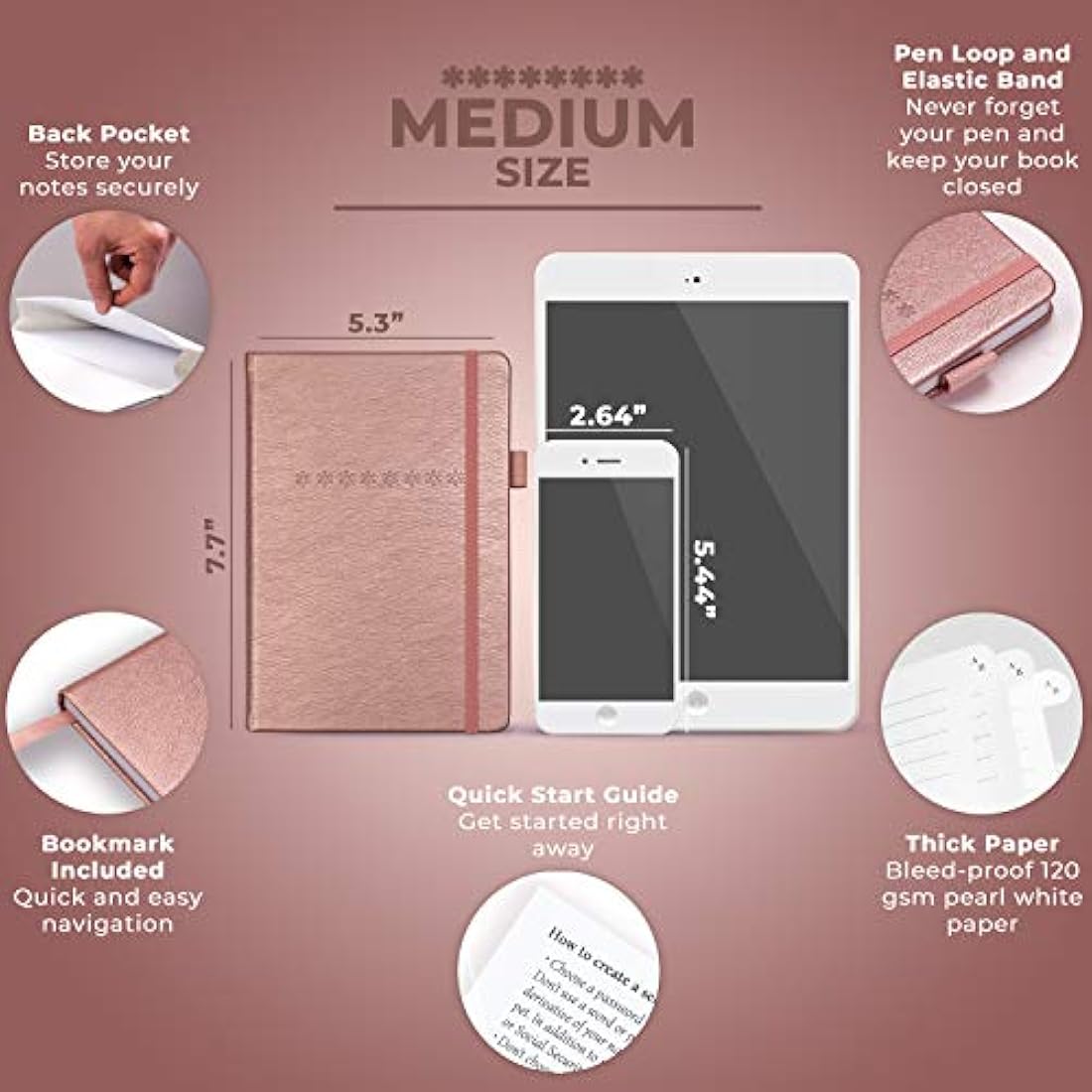 Password Book with Alphabetical Tabs - Rose Gold Planner
